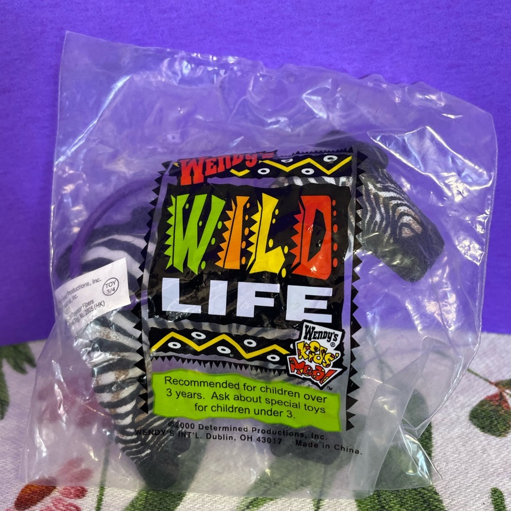 Wendy’s Kids Meal Wild Life Plushies (Zebra)